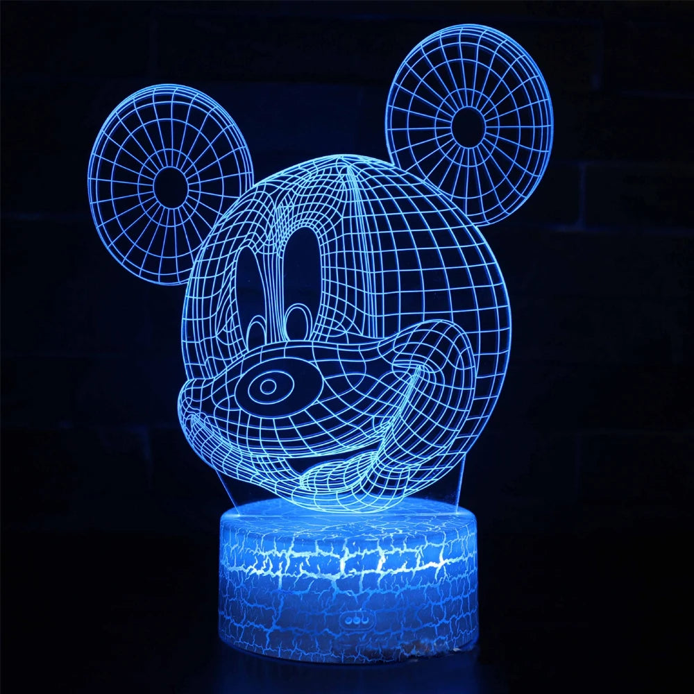 Disney Cartoon 3D Night Light Minnie Mickey Mouse Acrylic Touch 3D illusion Lamp Bedroom Decorative Table Lamp Child Toys Gifts