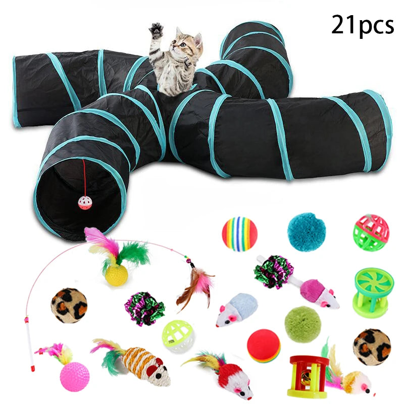 Cat Rattle Paper Tunnel Cat Toys Pet Crinkle Tunnel Cat Tent Tunnel Foldable Cat Toy Small Pet Cat Polyester Cotton