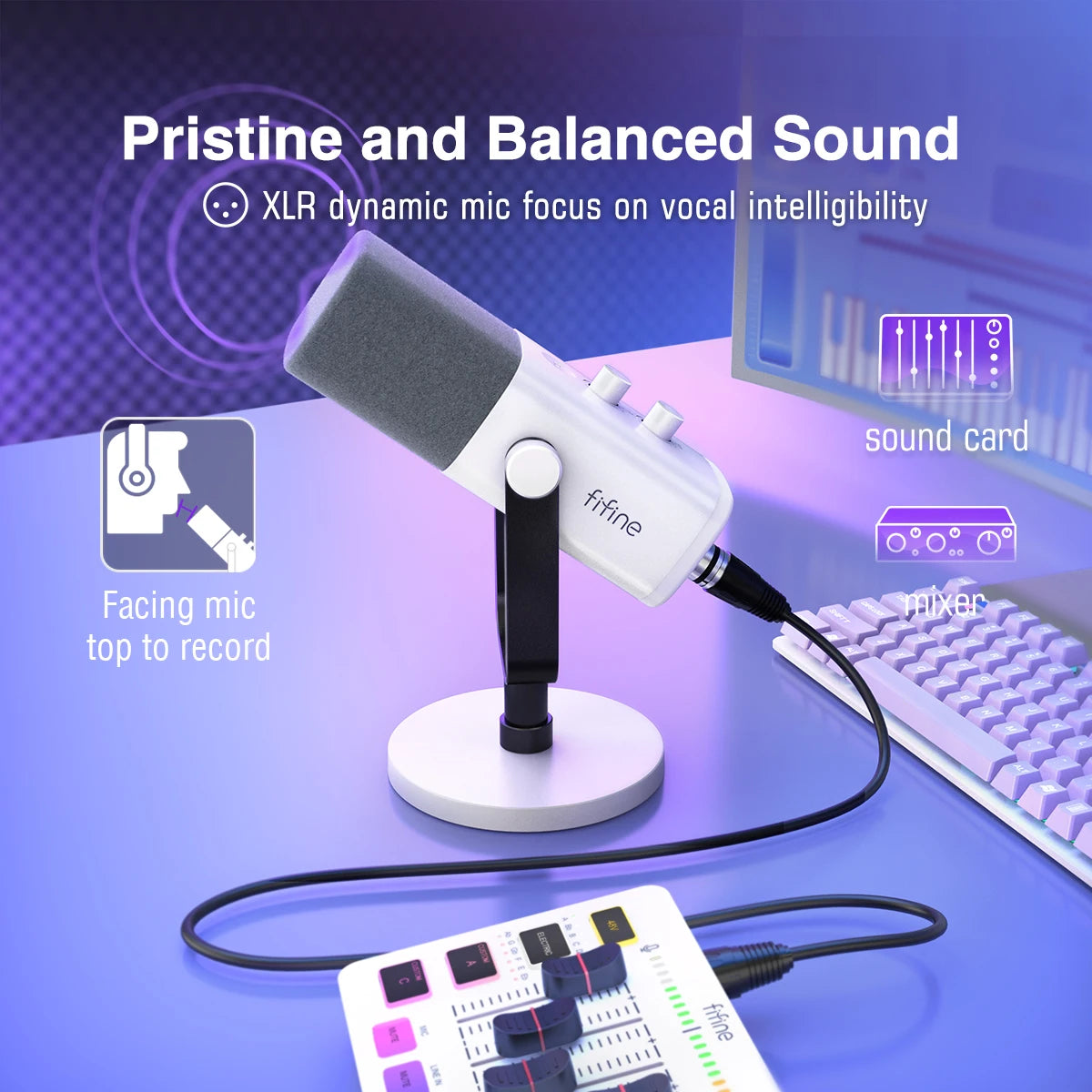 FIFINE XLR/USB Dynamic Microphone with Headphone Jack/RGB/Mute,MIC for Recording Streaming Gaming PS4/PS5 Ampligame AM8W