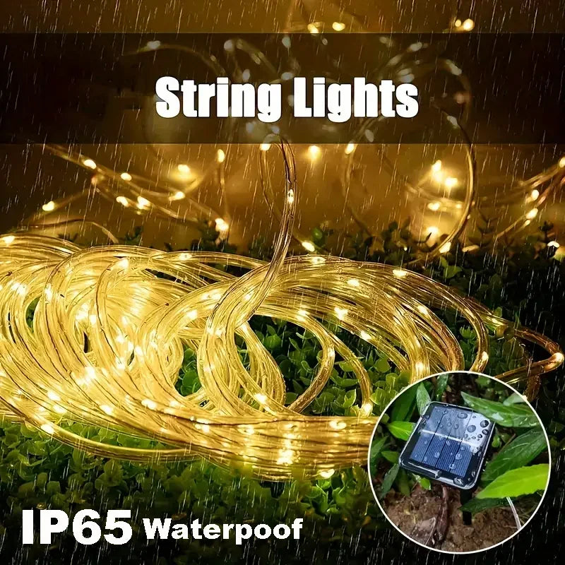 Solar String Tube Light PVC Soft Tube Outdoor Waterproof Copper Wire Light Courtyard Garden Decoration Atmosphere Flashing Light