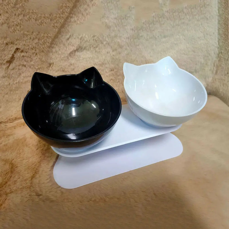 Non-Slip Cat Single Double Pet Bowls With Stand Food Feed And Water Bowls Inclination Stand Cats Feeders Feeding Kitten Supplies