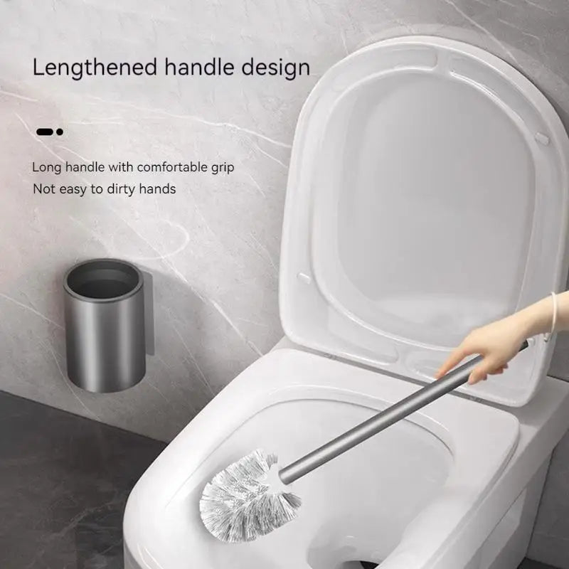 Toilet brush holder, no punching space aluminum wall-mounted toilet cleaning brush, easy to clean, toilet brush for bathroom