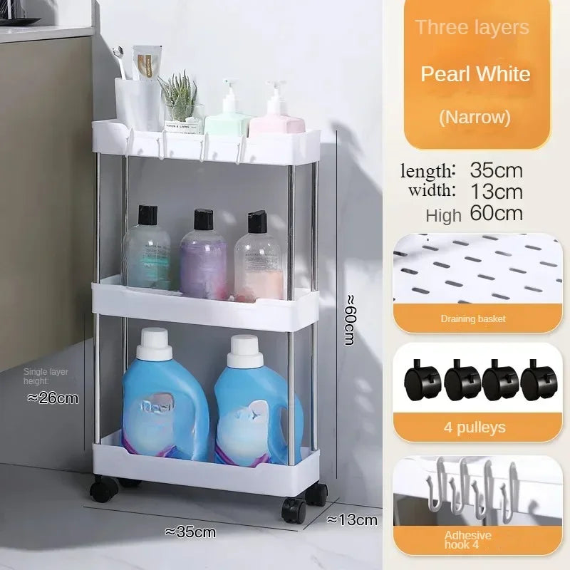 Push Trolley Shelf Floor Multi-layer Bathroom Bathroom Crevice Living Room Storage Trolley Kitchen Crevice Shelf