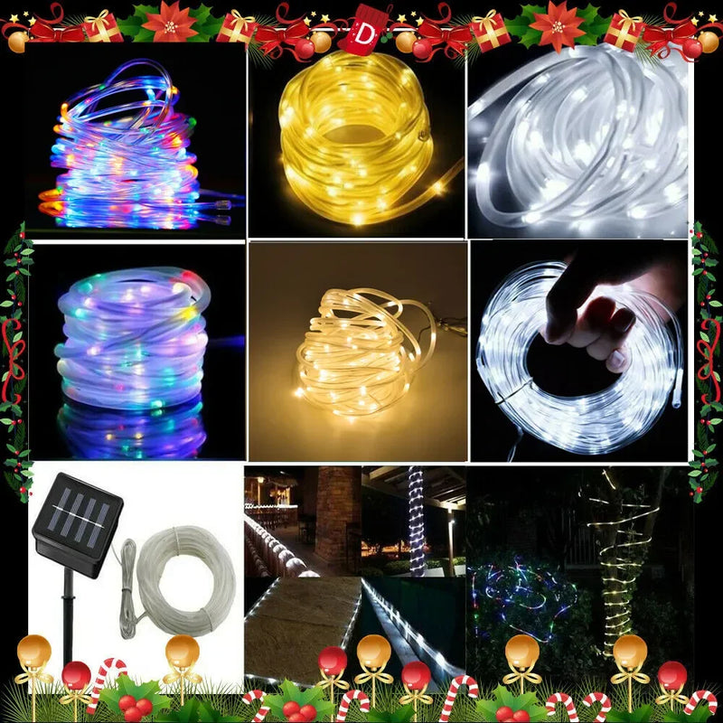 Solar String Tube Light PVC Soft Tube Outdoor Waterproof Copper Wire Light Courtyard Garden Decoration Atmosphere Flashing Light