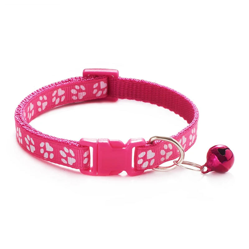 Pet cat bell collar dog print cat collar multiple colors optional necklace ring cat rope collar pet supplies