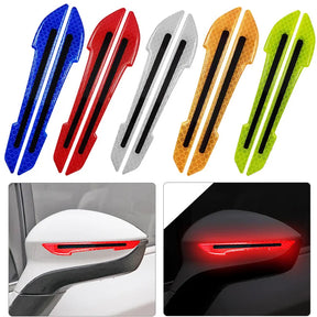 2PCS 3D Car Bumper Reflective Strips - Car Rearview Mirror Stickers Safety Warning Reflective Sticker