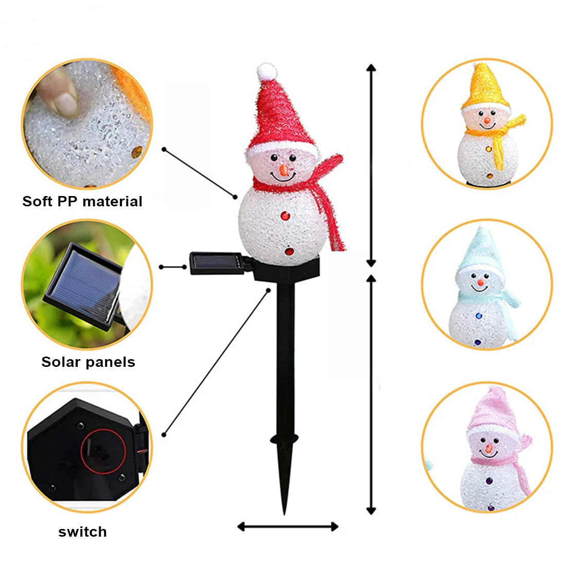 2024 New Christmas Snowman Decoration Light LED Solar Lights Outdoor Waterproof Post Lamp Garden Lawn Landscape Nightlight