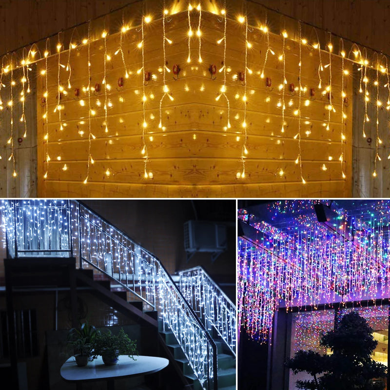 5M Christmas Light Outdoor Drop 0.4-0.6m LED Garland Curtain Icicle String light Garden Eaves Wedding Party Decoration 110V 220V