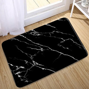 Abstract Black White Marble Bath Mat Set Creative Geometric Texture Modern Carpet Home Bathroom Decor Non-slip Rugs Toilet Cover