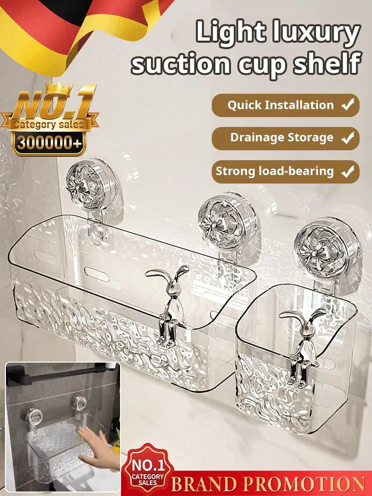 Shower Suction Cup Shelf Basket Light Glacier Pattern One Second Installation bathroom Organizer Storage Rotating to Suck Remove