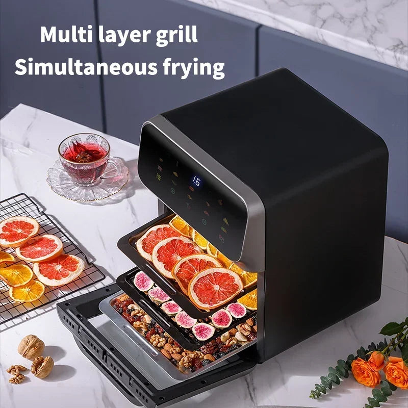 12L Electric Air Fryer Large Capacity Convection Oven Deep Fryer Without Oil Kitchen 360°Baking Viewable Window Home Appliance