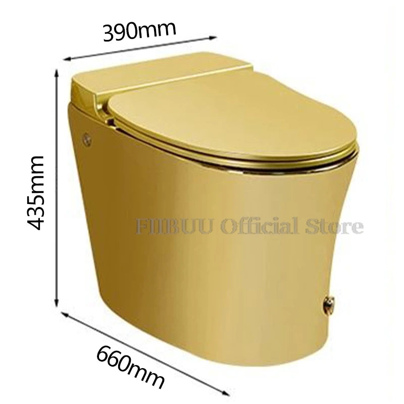 One Piece Golden Toilet For Bathroom Powerful & Quiet 300/400mm Rough-In Toilet Soft Closing Elongated Toilet Bowl Kick Flush