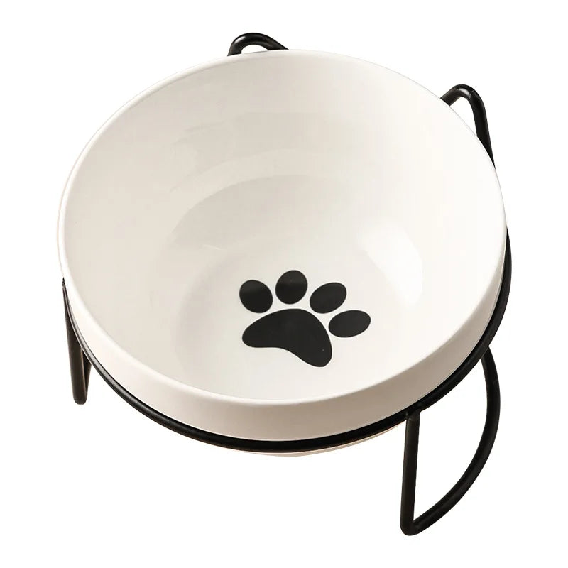 500ML Pet Ceramic Bowl Kitten Puppy Ceramic Bowl Water Feeder Cat Food Feeding Dish Dispenser with Raised Stand Cat Accessories