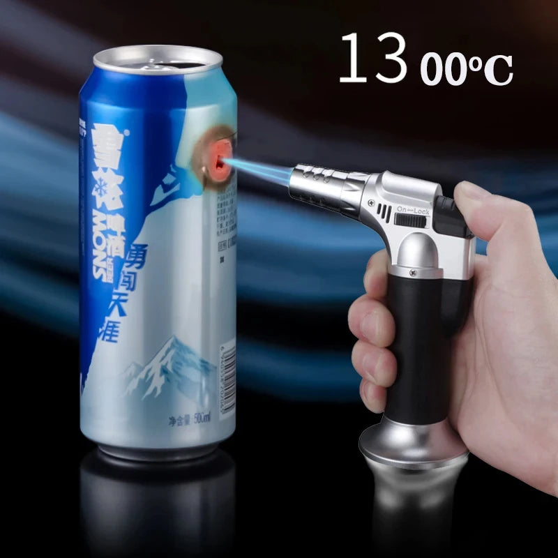 Butane Gas Lighter Refillable Adjustable Flame Lighter Chef Cooking Torch Outdoor Windproof BBQ Ignition Picnic Survival Tool