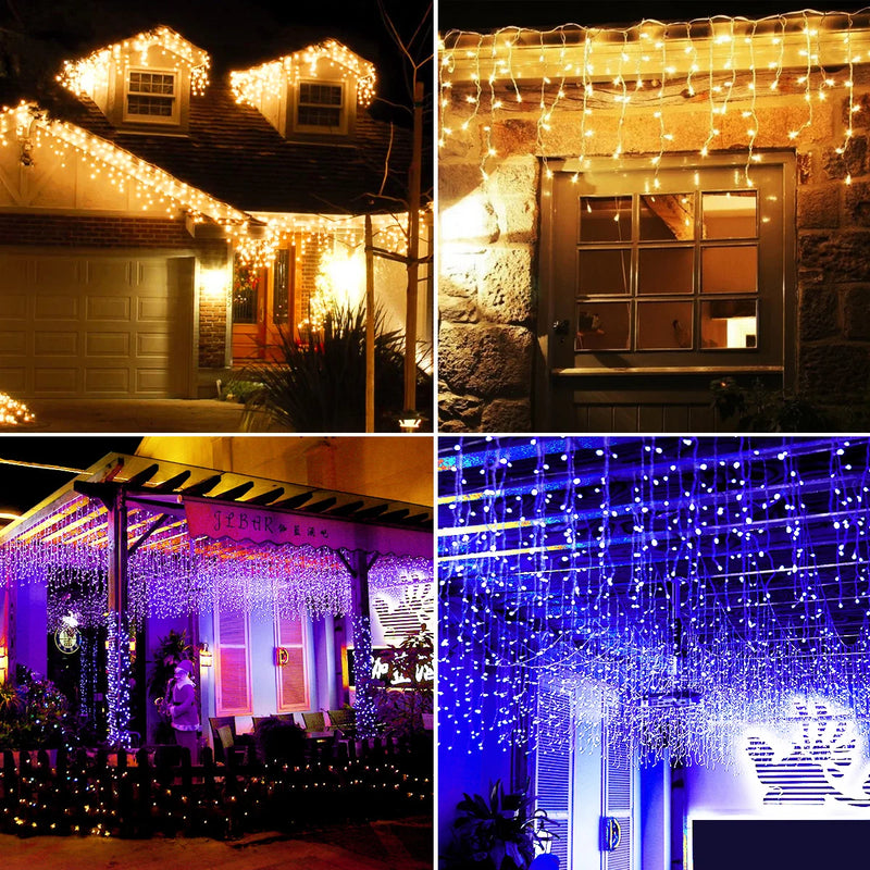 5M Christmas Light Outdoor Drop 0.4-0.6m LED Garland Curtain Icicle String light Garden Eaves Wedding Party Decoration 110V 220V