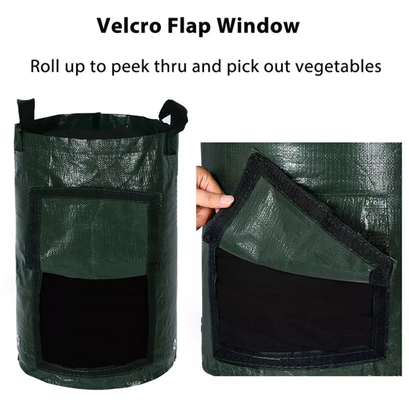 3/5/7/10 Gallon Garden Potato Grow Bag PE Fabrics Gardening Thicken Pot Vegetables Planter Tub with Handles and Access Flap