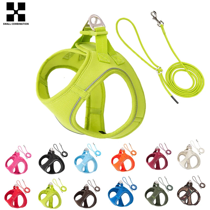 Dog Harness Leash Set for small medium dog Adjustable Reflective Puppy Cat Harness pet Vest Chihuahua Yorkies Outdoor Walking