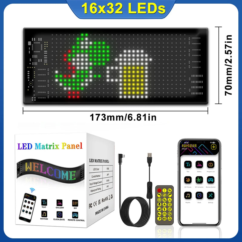 Car LED Sign Bluetooth APP LED Matrix Pixel Panel Night Light DIY Programmable Flexible LED Display For Car Store Hotel Bar