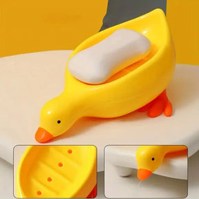 Soap Tray Self-Draining Soap Rack Cute Duck-Shaped Creative Rack for Shower Bathroom Kitchen Tub Sink Tray Bracket Bathroom