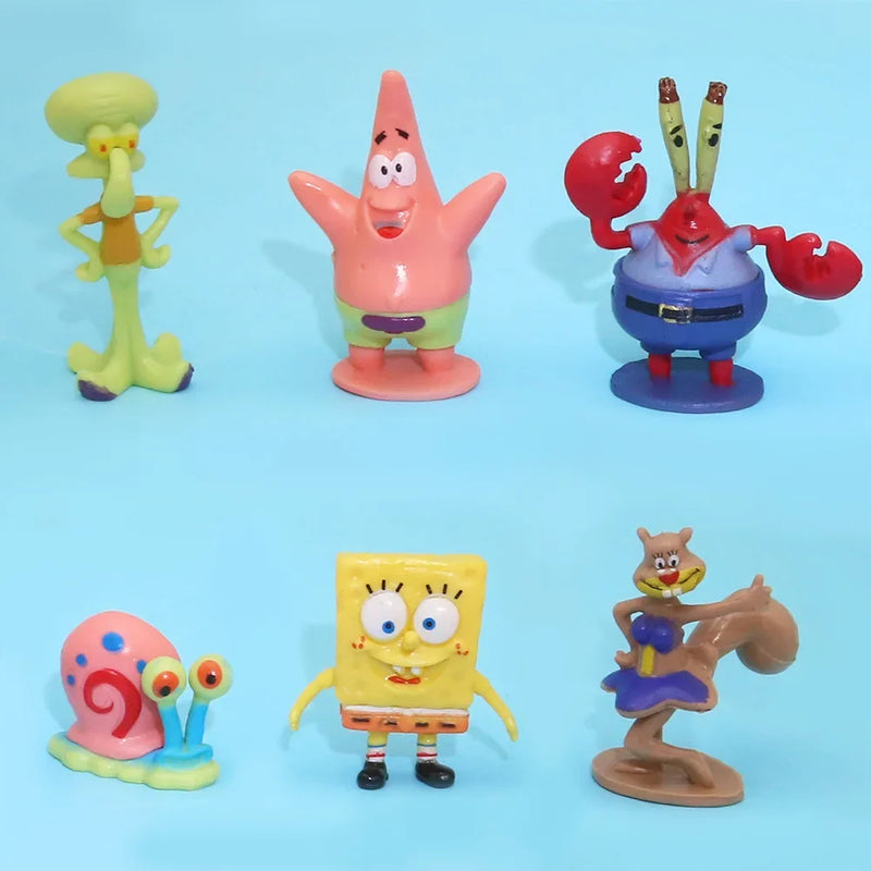 Anime Spongebobs Action Figures Cartoon Mini Dolls Fish Tank Decoration Landscaping Aquarium Accessories Boys Birthday Gifts