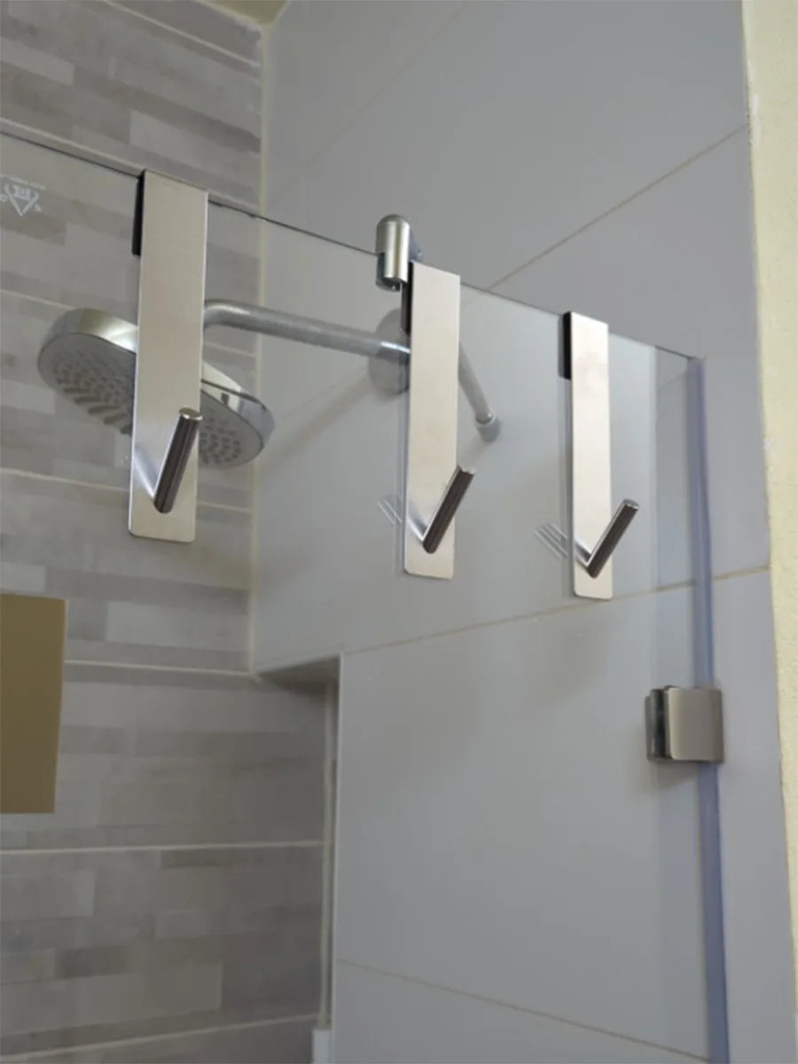 Stainless Steel Over Glass Door Shower Towel Rack S-Shape Bathroom Bathrobe Hanger Holder Shower Door Back Hooks