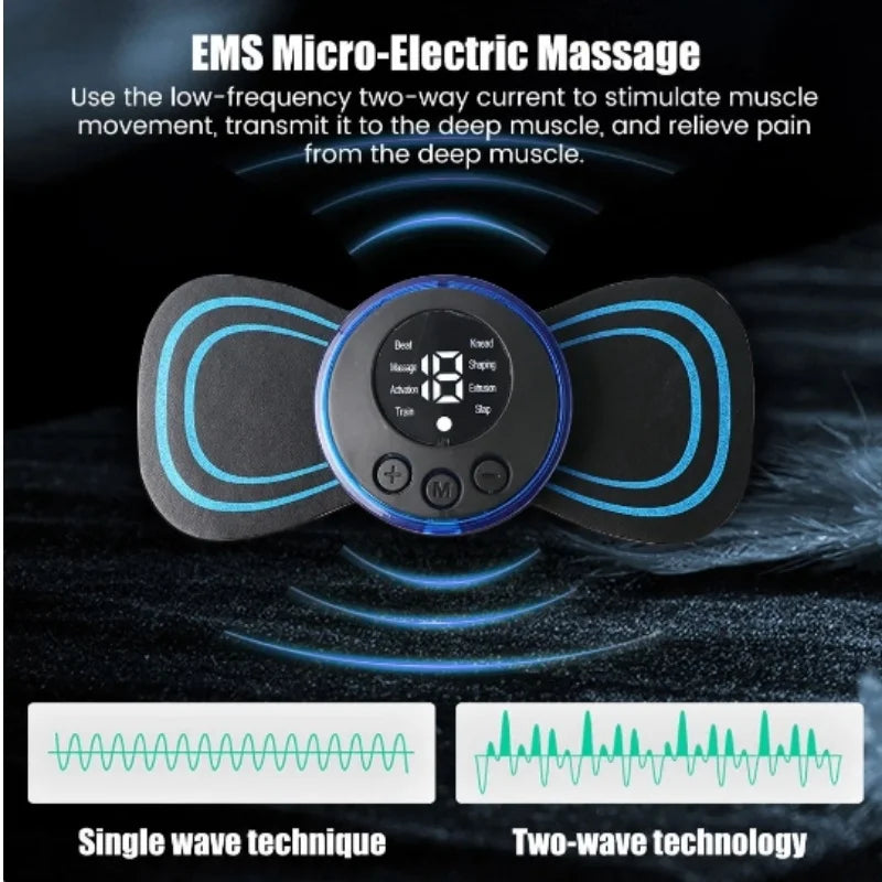 EMS Neck Massager Mini Cervical Back Muscle Pain Relief Patch Massageador Stimulator Mat Portable Leg Body Health Care Tool