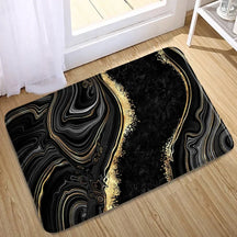 Abstract Black White Marble Bath Mat Set Creative Geometric Texture Modern Carpet Home Bathroom Decor Non-slip Rugs Toilet Cover