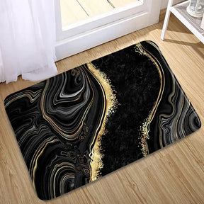 Abstract Black White Marble Bath Mat Set Creative Geometric Texture Modern Carpet Home Bathroom Decor Non-slip Rugs Toilet Cover