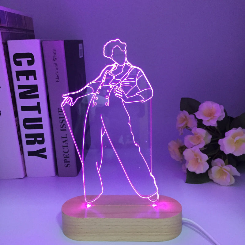 Art Wooden Harry Figure 3D Night Light Touch Projection Style Display Suitable For Gifts Children Room Decoration Bedside Lamp