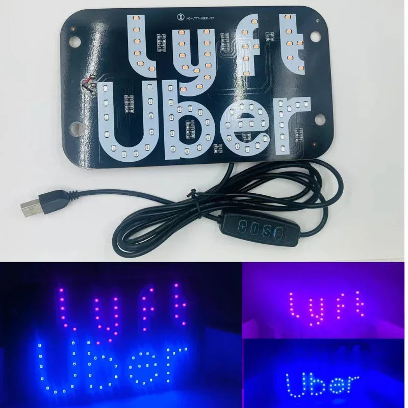 ZN Light Sign for Car with USB Plug 12V Charge, Blue Glowing, 7.4" Car LED Light Sign for Easy Nighttime Passenger Location