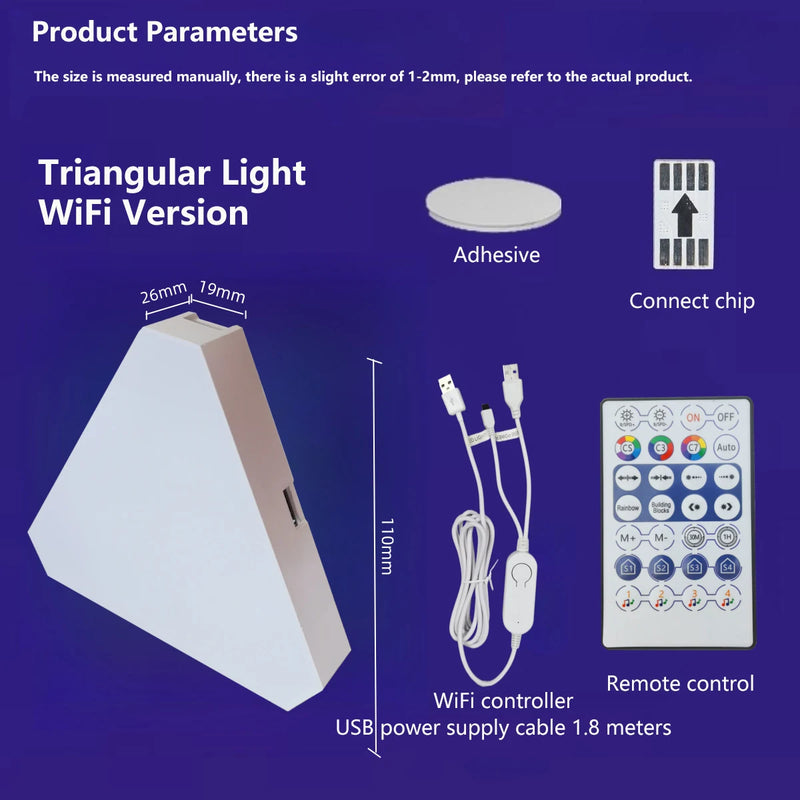 Super Thin LED Triangle Lamps Indoor RGB Quantum Wall Light WIFI Bluetooth APP Control Night Light For Game Bedroom Decoration