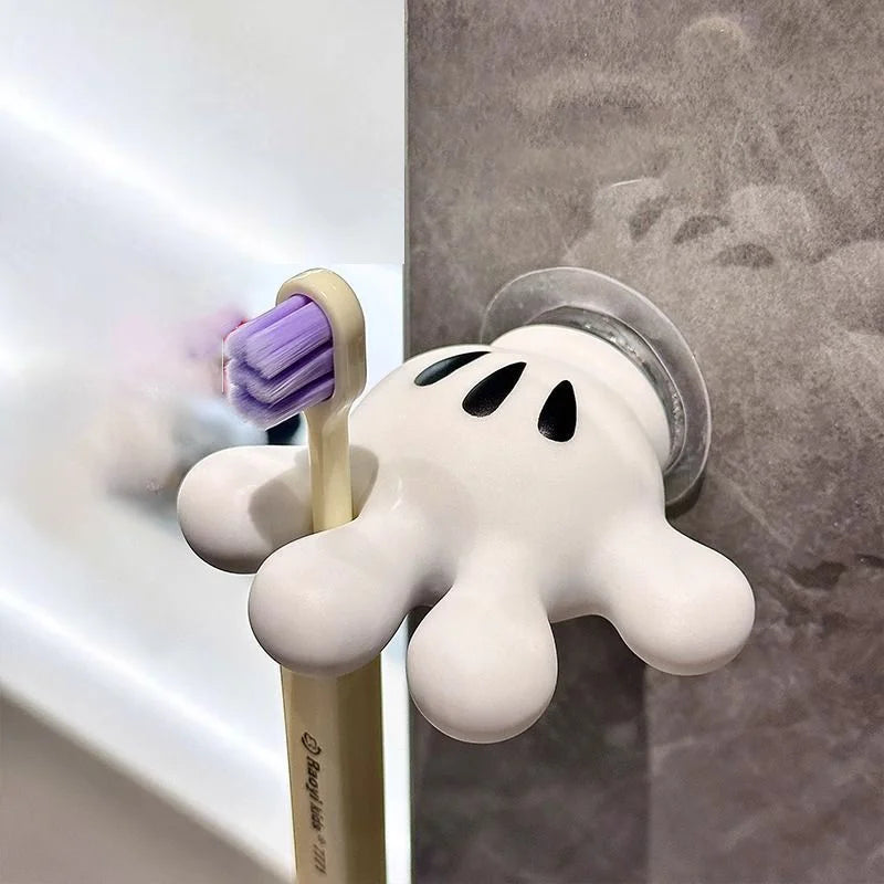 2Pcs Toothbrush Holder Cartoon Nail-Free Hook Toothbrush Rack Wall Mounted Storage Rack Bathroom Accessories