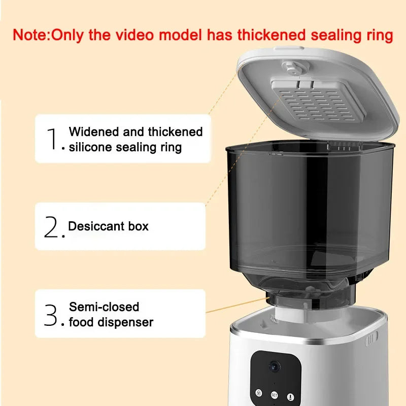 6L Automatic Cat Feeder WiFi APP Smart Pet Fresh Food Dispenser With Stainless Steel Bowl For Cat Dog Dry Food Accessories