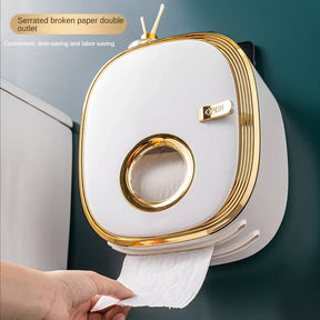 golden Bathroom Shelf Storage Box Punch-Free Wall-Mounted Toilet Paper Holder Box Waterproof Paper Towel Bathroom Storage Rack