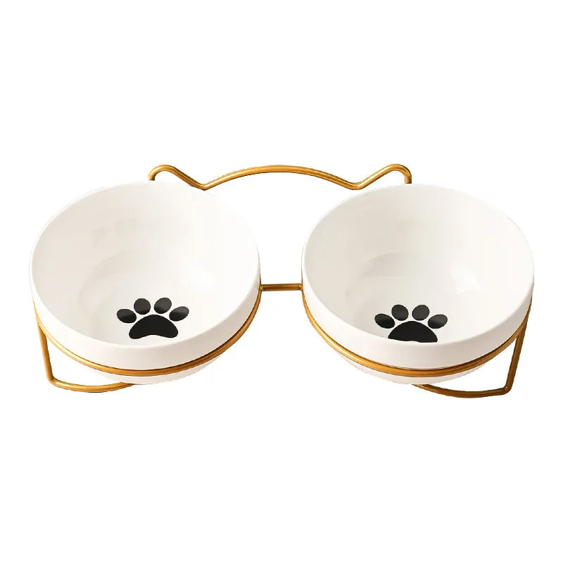 500ML Pet Ceramic Bowl Kitten Puppy Ceramic Bowl Water Feeder Cat Food Feeding Dish Dispenser with Raised Stand Cat Accessories