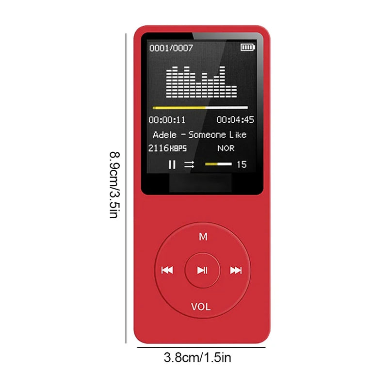 1.8in Screen MP3 Music Player Audio Player HIFI FM Radio Recording E-Book Multifunction Portable Walkman for Running Walking