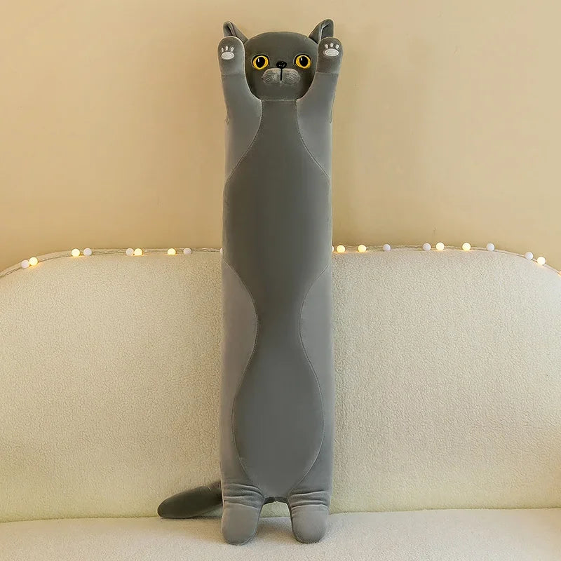 19.5in Cute 50cm Cat Plush Toy Long Pink Brown Grey Sleeping Cats Leg Pillow Squishy Little Animal Doll Appeasing Plushie Gift