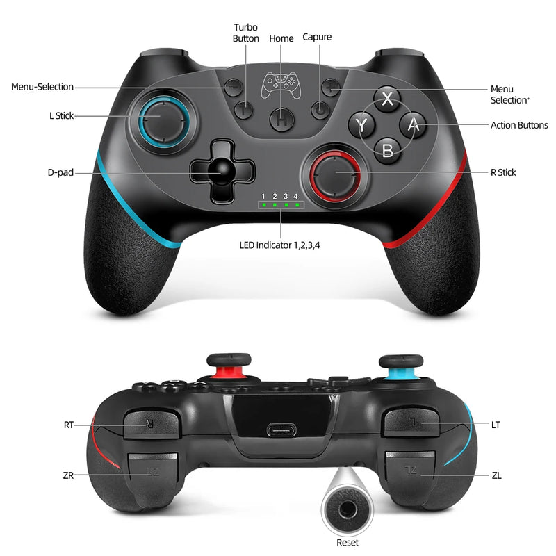 AceGamer Wireless Controller for Switch Gamepad Controle Compatible with PC Joystick with 6-Axis/Turbo/Ergonomic Function