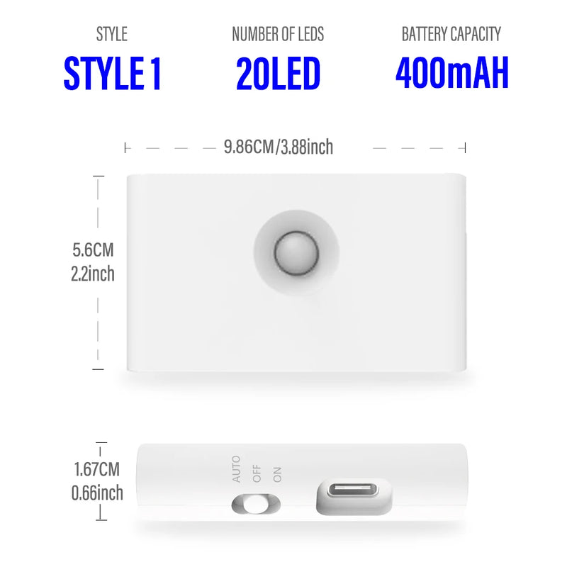 LED Induction Night Light Wireless USB Charging Human Body Induction Wall Light Bedroom Corridor Cabinet Bathroom Night Light