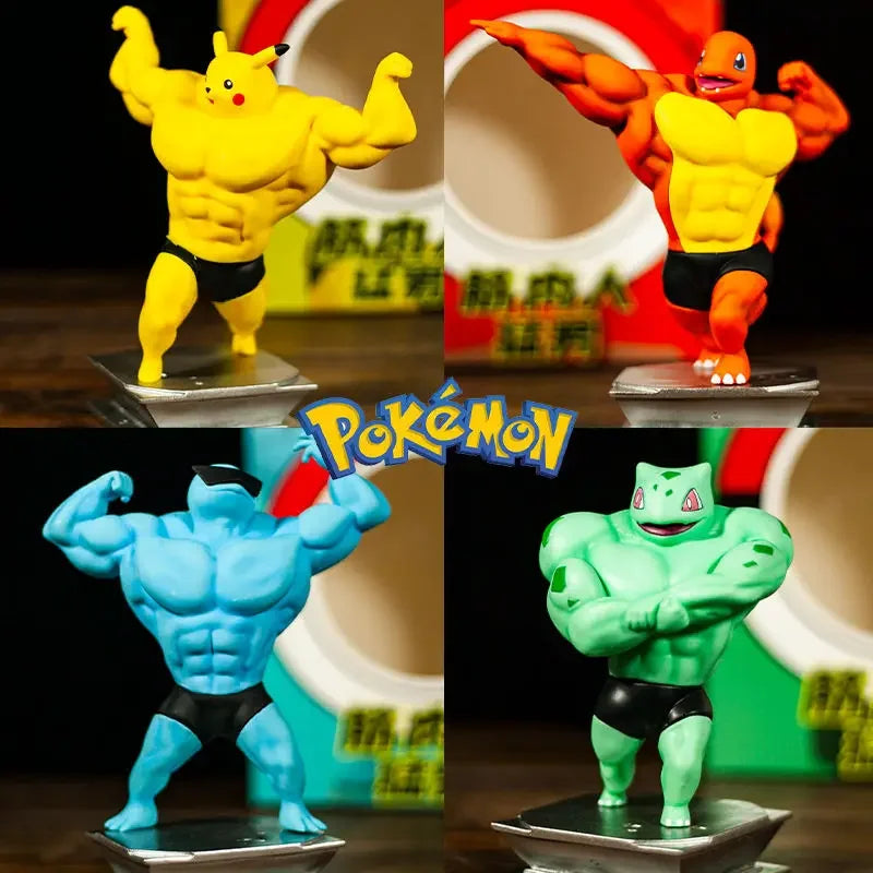 Pokemon PVC Action Figure Mini Model Doll Anime Figures Pikachu Charmande Squirtle Psyduck Cosplay Muscle Man Kids Toy Gift