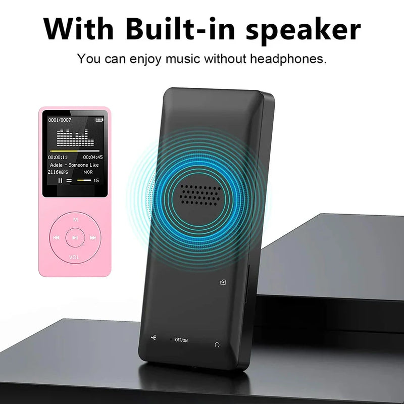 1.8in Screen MP3 Music Player Audio Player HIFI FM Radio Recording E-Book Multifunction Portable Walkman for Running Walking