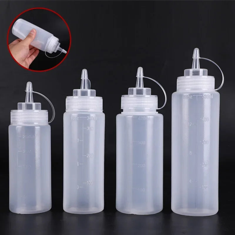 1PC White Plastic Squeeze Bottle With Cap Dispenser Bottle Bread Dessert Baking Accessory Cake Decorating Kitchen Gadget Tool