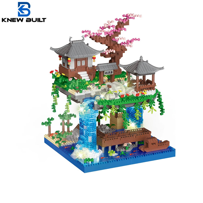 Taohuatan Lake Themed Micro Brick Building Blocks Set Adult Creative Toys Unique Chinese Landscape Model Bricks with LED Light