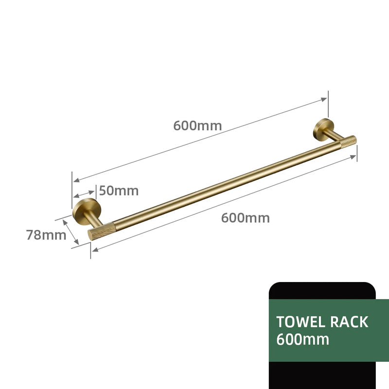 Brushed Gold Bathroom Accessories Towel Bar Bath Robe Hook Brass Knurled Bathroom Hardware Set Shelf for Towels Paper Tissue Hol