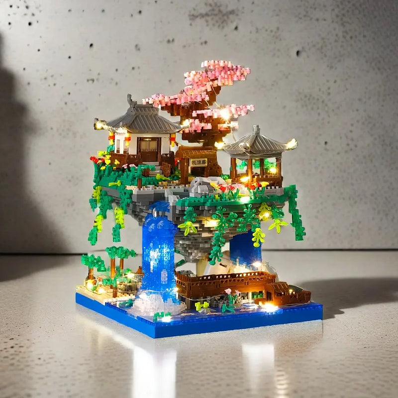 Taohuatan Lake Themed Micro Brick Building Blocks Set Adult Creative Toys Unique Chinese Landscape Model Bricks with LED Light