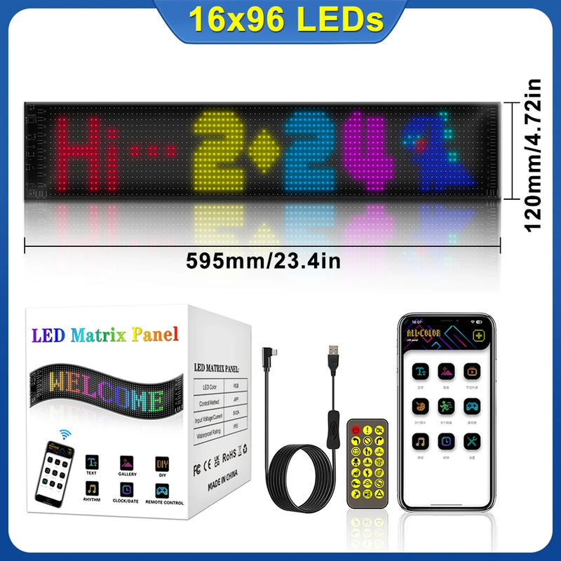 Car LED Sign Bluetooth APP LED Matrix Pixel Panel Night Light DIY Programmable Flexible LED Display For Car Store Hotel Bar