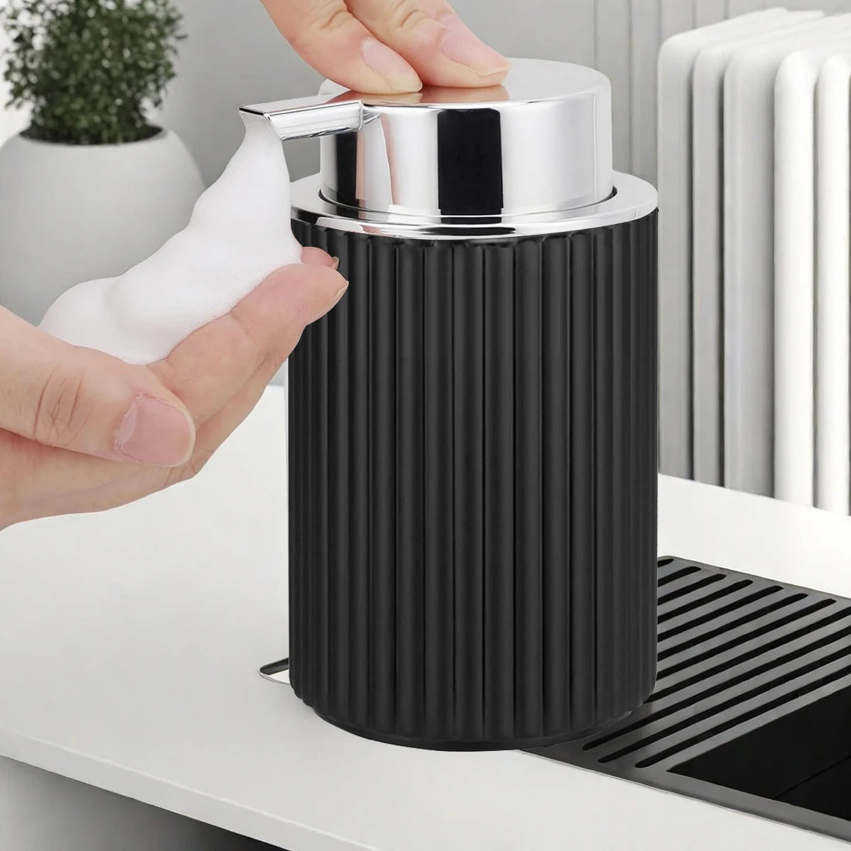 Foaming Soap Dispenser Black Foam Hand Soap Dispenser for Bathroom&Kitchen Hand and Dish Liquid Foaming Pump Bottle