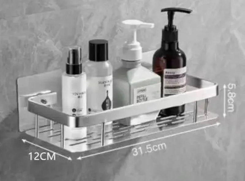 Bathroom Storage Wall Mount Shampoo Makeup Storage Holder Bathroom Accessories No Drilling Wall Shelf Shower Holder for WC