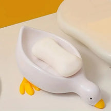 Soap Tray Self-Draining Soap Rack Cute Duck-Shaped Creative Rack for Shower Bathroom Kitchen Tub Sink Tray Bracket Bathroom