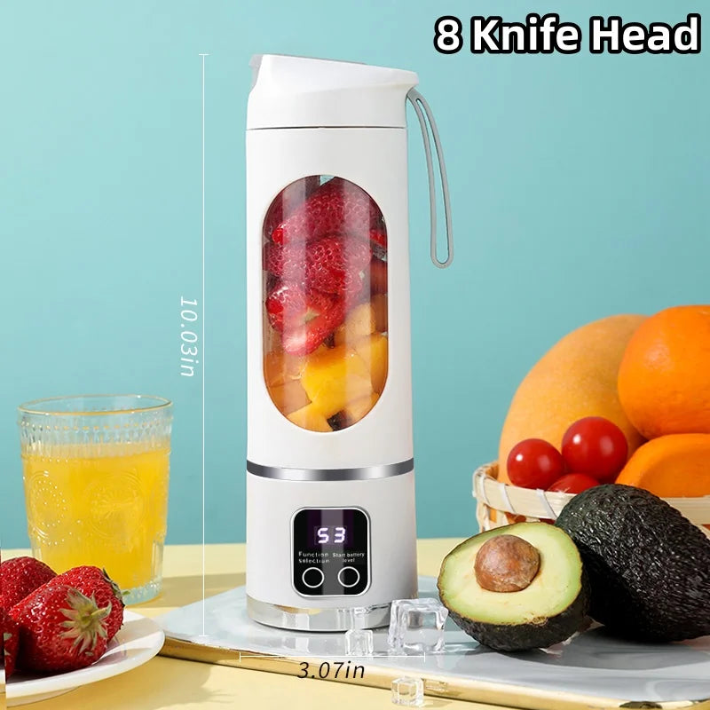 2024 New Household Charging MINI Crushed Ice Electric Juicer Powerful Motor 450ML Large Capacity Digital Display Juice Cup